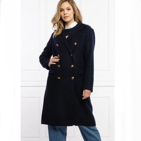 Lauren Ralph Lauren NWOT Women's Navy Double Breasted Maxi Coat Size 6 - Picture 1 of 10